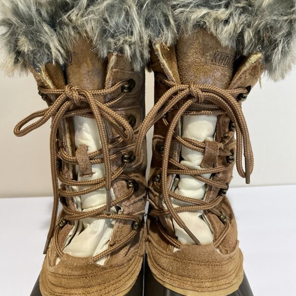 Khombu Nordic 2 Duck Boots Women's Size 8 Beige Suede Faux Fur Trim Waterproof - Picture 6 of 11